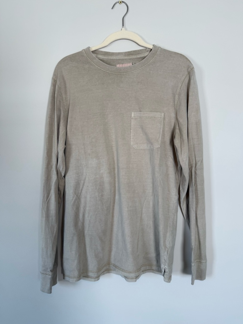 Goodfellow & co Men's Long-Sleeve Vintage Pocket Tee - Green Size Medium